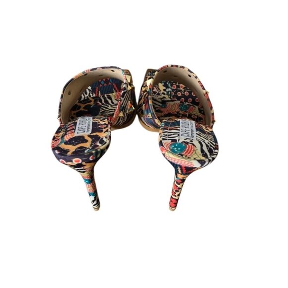 Cape Robbin Womens 10 Popo Slip On Square Open Toe High Heel Mules Multi Print - Picture 6 of 8